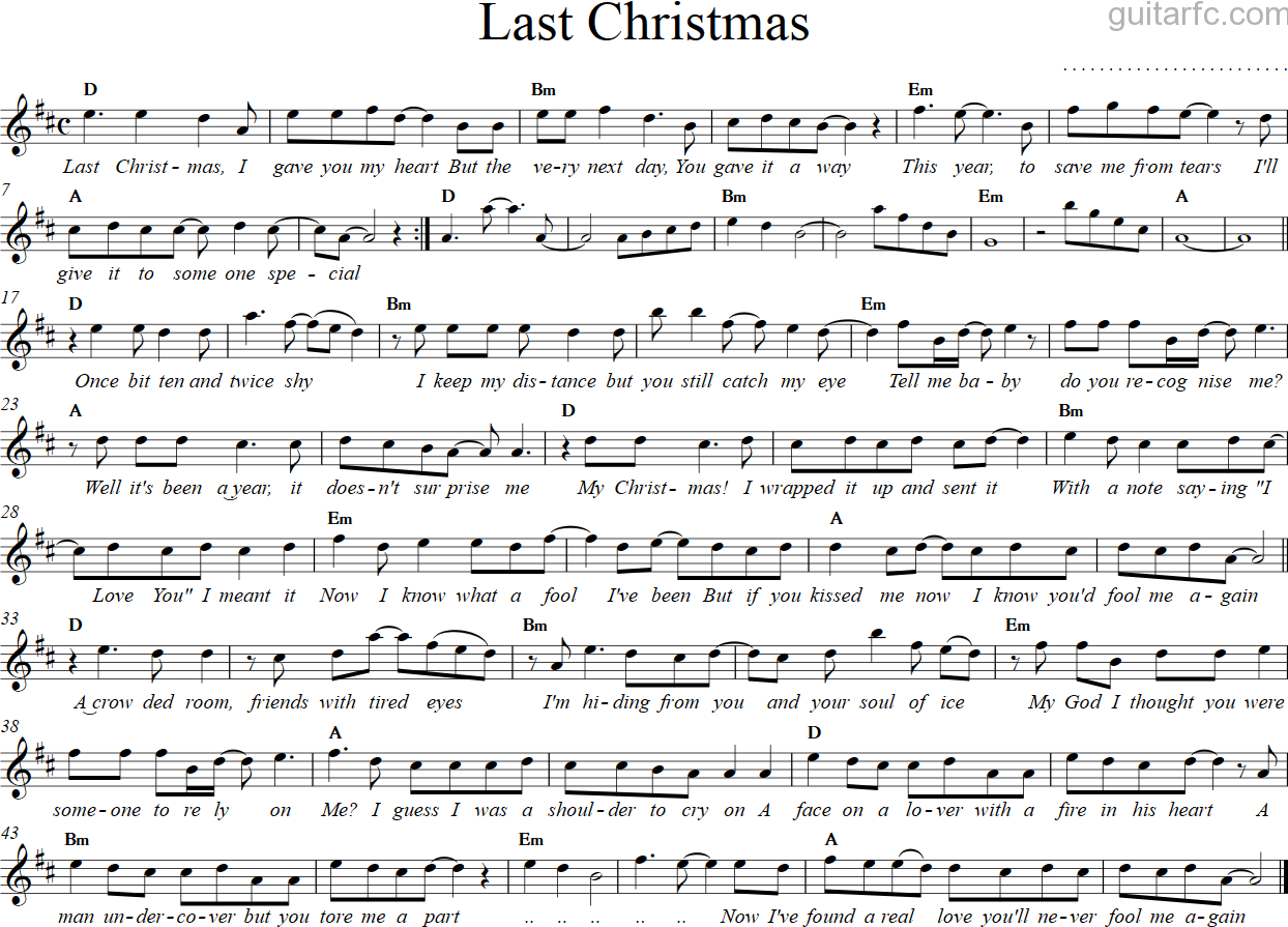 Sheet nhạc bài hát last christmas
